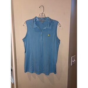 Masters Collection Womens Sleeveless Golf Polo Shirt Blue Striped Size M Logo